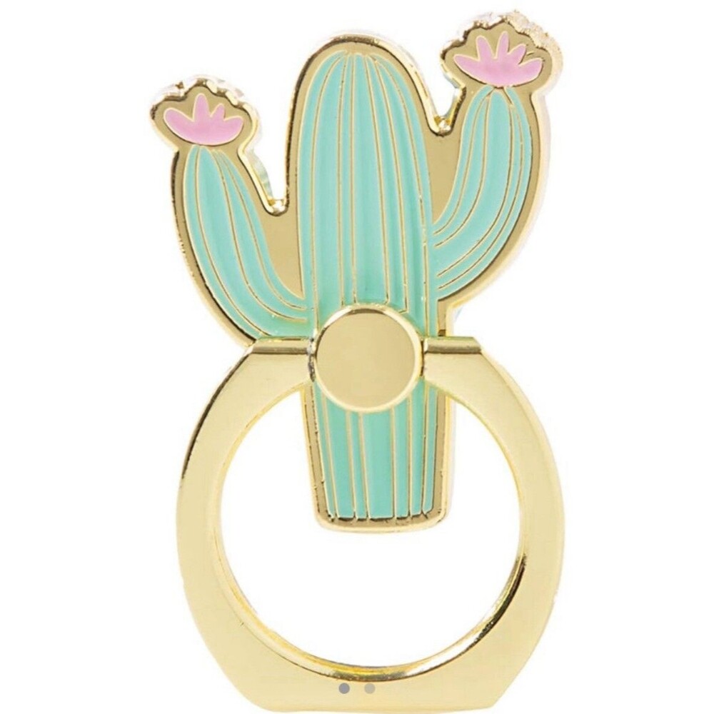 Cactus Cell Phone Ring Gold 1.5x1 inch Cute Selfie Holder Desert Arizona